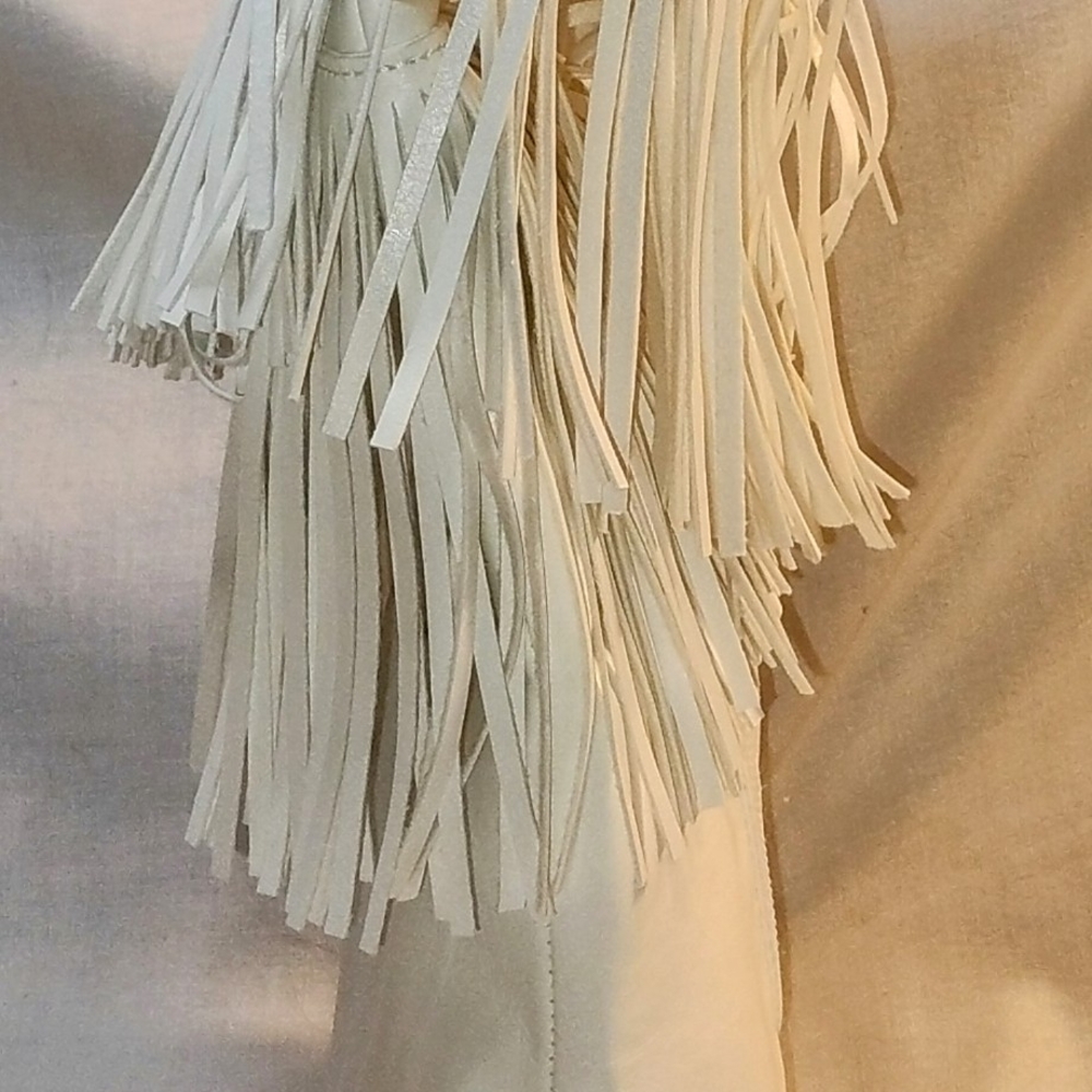 Liliana Fringed White Leather Cowgirl Boots Brand New With Tags No Box. Size 5.5 - Picture 2 of 12